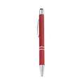 Sleek red metal click ballpoint pen with integrated capacitive stylus for touchscreens - 1.0mm Black Ink / Burgundy