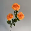Artificial 3-head orange roses with realistic water drops for wedding decoration - Orange