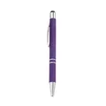 Elegant purple metal retractable ballpoint pen featuring a functional stylus tip - 1.0mm Black Ink / Purple