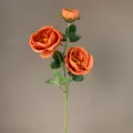 Elegant French Monet garden style artificial orange rose stem for wedding and home decor - 3-Head Austin Rose