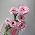 Elegant French style artificial pink gerbera daisy bouquet for wedding decor - 5-Head Chrysanthemum