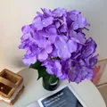 Purple French style artificial hydrangea flowers in a dark vase for wedding decor - 5-Head Purple Hydrangea
