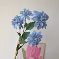 Elegant sky blue artificial dahlia flowers for Monet-style garden wedding decorations - 4-Head Blue Dahlia