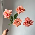 French Monet style artificial peach roses for wedding decor and floral arrangement - 4-Head Rose / Cream Orange