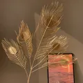 Élégante tige florale de plume de paon dorée artificielle pour décoration festive - Branche de Plume de Paon Dorée (Style 36)