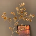 Branche de fleurs artificielles dorées élégantes pour les décorations du Nouvel An - Branche de tête de fleur artistique dorée (73)