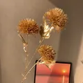 Élégante tige de fleur de chardon artificielle dorée pour les décors floraux du Nouvel An - Branche de chardon multi-têtes dorée (77)