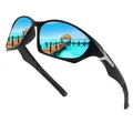 Occhiali da sole sportivi polarizzati neri con lenti specchiate blu per pesca e ciclismo - polarizzato / Montatura Nera Lenti Film Blu Ghiaccio