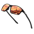 Occhiali da sole sportivi polarizzati professionali con montura nera e riflessi. - Montatura Nera Specchio Rosso
