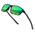 Occhiali da sole sportivi polarizzati unisex con montatura nera e lenti a specchio verdi - Montatura Nera Specchio Verde