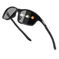 Black polarized sports sunglasses featuring photochromic transition lenses for UV protection - Black Frame Photochromic Grey