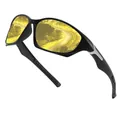 Night vision sports sunglasses featuring polarized yellow lenses and a sleek black frame - Polarized / Black Frame Night Vision Yellow Lens
