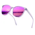 Fashionable purple transparent frame sunglasses with polarized mirrored lenses for sports - Polarized / Purple Frame Purple Mirror Lens