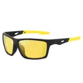 Side view of polarized sports sunglasses featuring black frame and yellow lenses - Black Yellow Frame Night Vision Yellow
