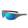 Lunettes de soleil de sport polarisées avec verres miroir bleus pour la pêche et la conduite - Monture Grise Miroir Bleu