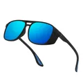 Occhiali da sole sportivi polarizzati con lenti blu e protezioni laterali traforate - polarizzato / Pellicola Blu