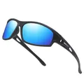 Occhiali da sole sportivi polarizzati con lenti blu per ciclismo e guida all'aperto - polarizzato / Montatura Nera Lenti Film Blu Ghiaccio