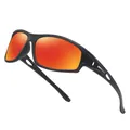 Occhiali da sole sportivi polarizzati con lenti a specchio arancioni e montura nera opaca sportiva - polarizzato / Montatura Nera Specchio Rosso