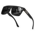 Stylish matte black square polarized sunglasses for men with city reflection lenses. - Polarized / Black Frame Grey Lens