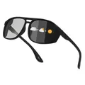 Polarized photochromic sunglasses with black double bridge frame and side hollow detail - Polarized / Photochromic Gray