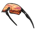 Occhiali da sole sportivi da ciclismo con lenti polarizzate e protezione UV400 esterni - polarizzato / Montatura Nera Specchio Rosso