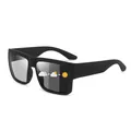 Classic matte black polarized sports sunglasses with square frame and UV400 protection. - Polarized / Black Frame Photochromic Grey