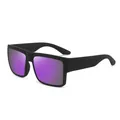 Sport polarized sunglasses with square frame and purple mirrored lenses for outdoor cycling - Polarized / Black Frame Purple Coating