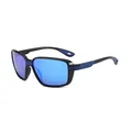 Occhiali da sole sportivi polarizzati quadrati con montatura nera e lenti a specchio blu - polarizzato / Montatura Nera Lente Blu (2003)