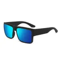 Occhiali da sole sportivi polarizzati quadrati con lenti blu specchiate alla moda - polarizzato / Montatura Nera Rivestimento Blu