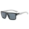 Occhiali da sole sportivi polarizzati vintage con montura quadrata e protezione UV400 nero grigio. - Montatura Nera Astina Bianca Lenti Grigie