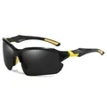 Polarisierte Herren-Sportsonnenbrille mit schwarz-gelbem Halbrand-Rahmendesign - Schwarz Gelber Rahmen Graue Gläser