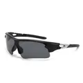 Professional black cycling sunglasses with UV protection for outdoor sports activities - Black Frame Grey Lens