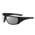 Lunettes de soleil de sport polarisées, monture noire, verres miroir argent, anti-UV. - Argent Miroir