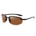 Polarized fishing sunglasses with brown lenses and black rimless sports frame. - Polarized / Brown