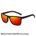 High-quality men's sports polarized sunglasses with black frame and red mirror lenses. - Black Frame Red Mirror