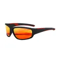 Occhiali da sole polarizzati sportivi con montura nera rossa e lenti a specchio tramonto - Nuovo Stile Sportivo (1023) / polarizzato / Montatura Nero Rosso Specchio Rosso
