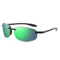 Professional frameless polarized fishing sunglasses with green mirrored lenses for lake - Polarized / Green Film