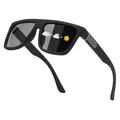 Men's matte black square frame polarized sunglasses perfect for driving and outdoor sports - Polarized / Black Frame Photochromic Grey