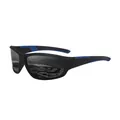 Men's polarized sports sunglasses with black frame and blue accents for driving - New Sporty Style (1023) / Polarized / Black Blue Frame Gray Lens