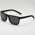 Sporty polarized sunglasses with red temple accents and UV protection for sports - Matte Black Red Legs