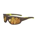 Men's sports polarized sunglasses in brown and green with golden mirrored lenses - New Sporty Style (1023) / Polarized / Brown Green Frame Gold Mirror