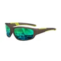Men's sports polarized sunglasses with brown frame and green mirrored lenses - New Sporty Style (1023) / Polarized / Brown Green Frame Green Mirror