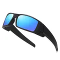 Occhiali da sole sportivi polarizzati con montura nera opaca e lenti specchiate blu - polarizzato / Montatura Nera Lenti Film Blu Ghiaccio