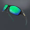 Men's outdoor sports polarized sunglasses with black matte frame and green mirrored lenses - Polarized / Black Frame Green Leg Green Mirror