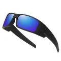 Occhiali da sole sportivi polarizzati con montatura nera opaca e lenti blu riflettenti - polarizzato / Montatura Nera Lenti Specchiate Blu Profondo