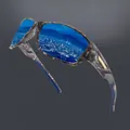 Men's polarized sports sunglasses with camouflage frame and blue mirrored lenses. - Polarized / Camo Blue Mirror