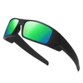 Lunettes de soleil de sport polarisées avec monture noire mate et verres verts - Polarisé / Monture Noire Miroir Vert