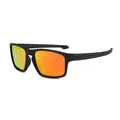 Black polarized sports sunglasses with orange mirrored lenses for cycling and fishing - Black Frame Red Mirror