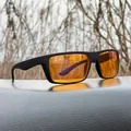 Men's anti-blue light gaming sleep glasses with matte black frame and amber lenses - Black Frame Gaming Night Vision Yellow