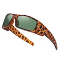Lunettes de soleil de sport polarisées léopard avec monture enveloppante pour le cyclisme - Polarisé / Monture Écaille Verres Verts